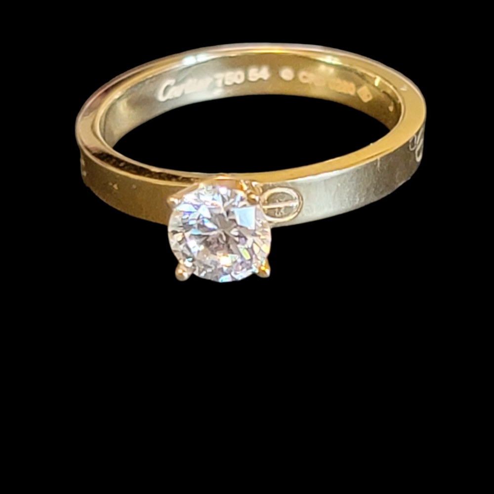 K18 Real Gold Ring With CZ Stone